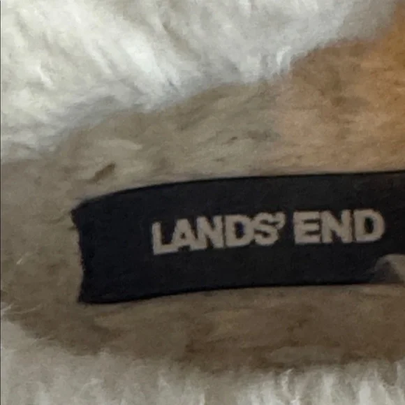 Lands' End Women's Burgundy Suede Slippers with Faux Fur-size 8 - Picture 7 of 10